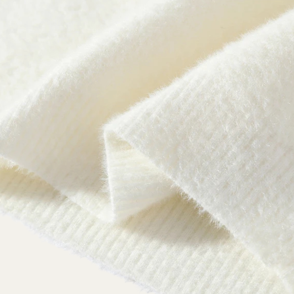 Men's Dark-Band Crewneck Sweater, Pale-Ground Brushed Knit