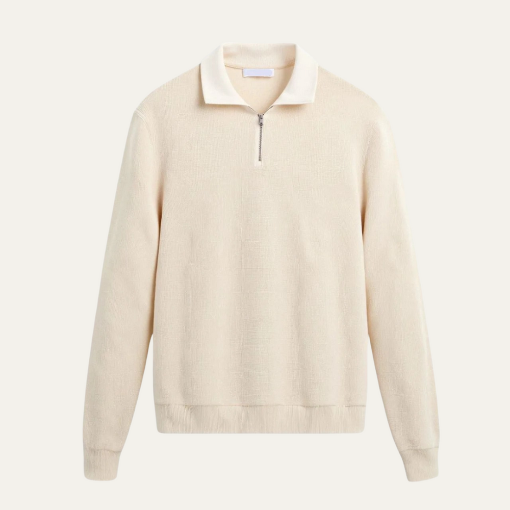Men's Ribbed Half-Zip Top, Everyday Stand-Collar Knit