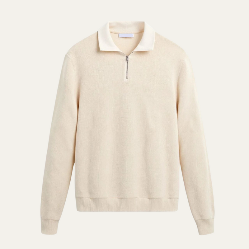 Men's Ribbed Half-Zip Top, Everyday Stand-Collar Knit