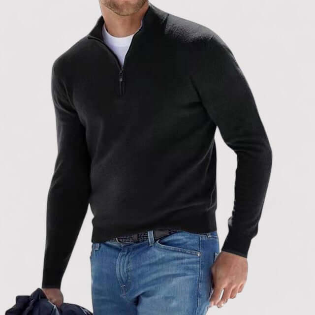 Men's Soft-Knit Quarter-Zip Sweater, Lightweight Stand Collar