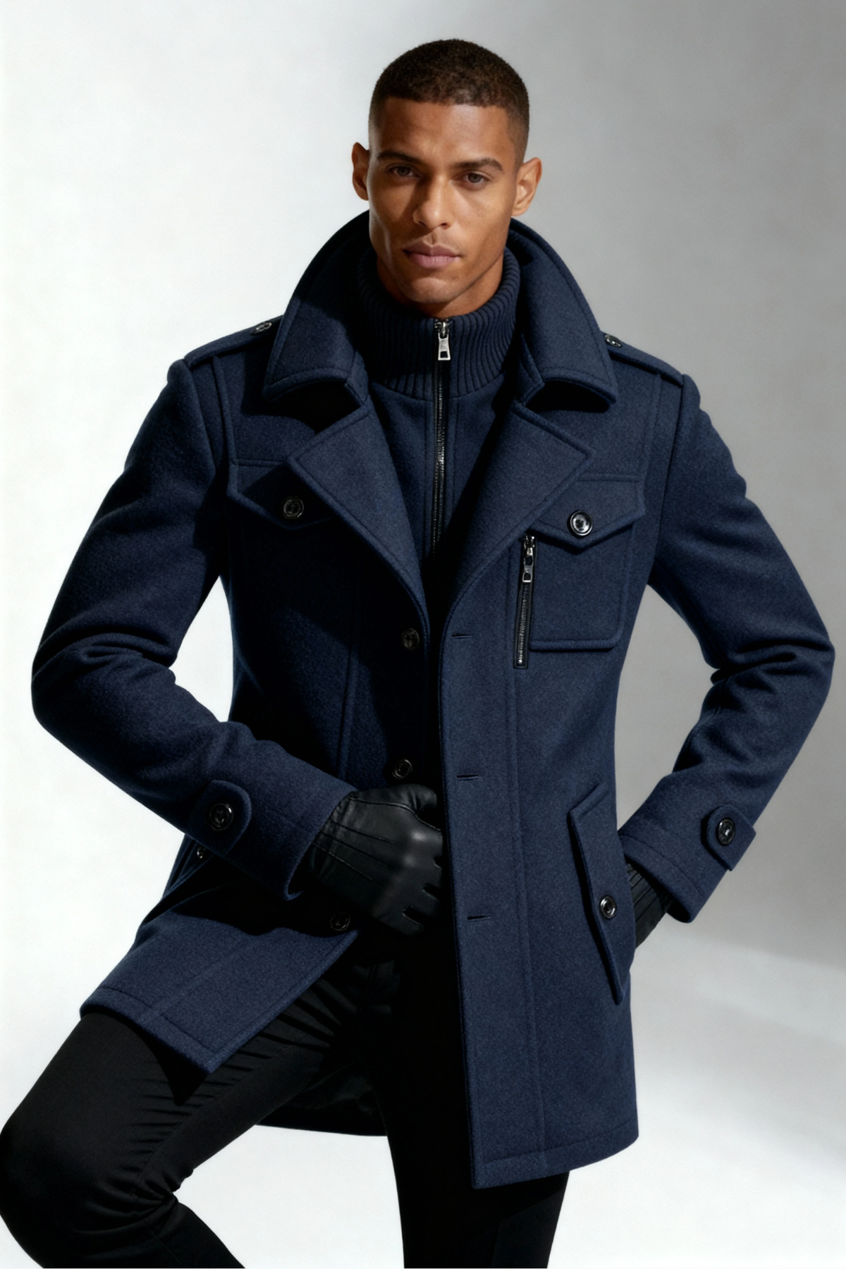 Men's Knit-Blend Belted Overcoat, Everyday Longline Jacket