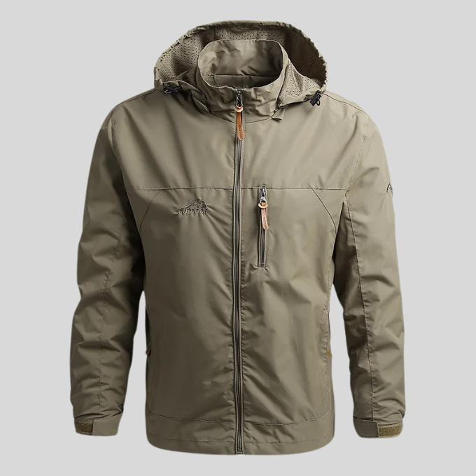 Men's Water-Repellent Hooded Shell Jacket, Mesh-Lined Utility Coat