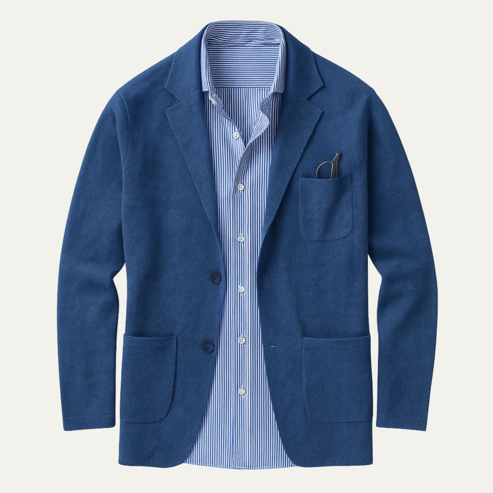 Men's Soft Knit Notch-Lapel Blazer, Unstructured Two-Button Jacket