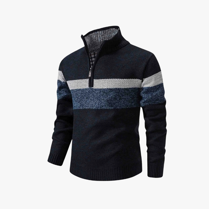 Men's Color-Block Quarter-Zip Sweater, Textured Stand-Collar Knit