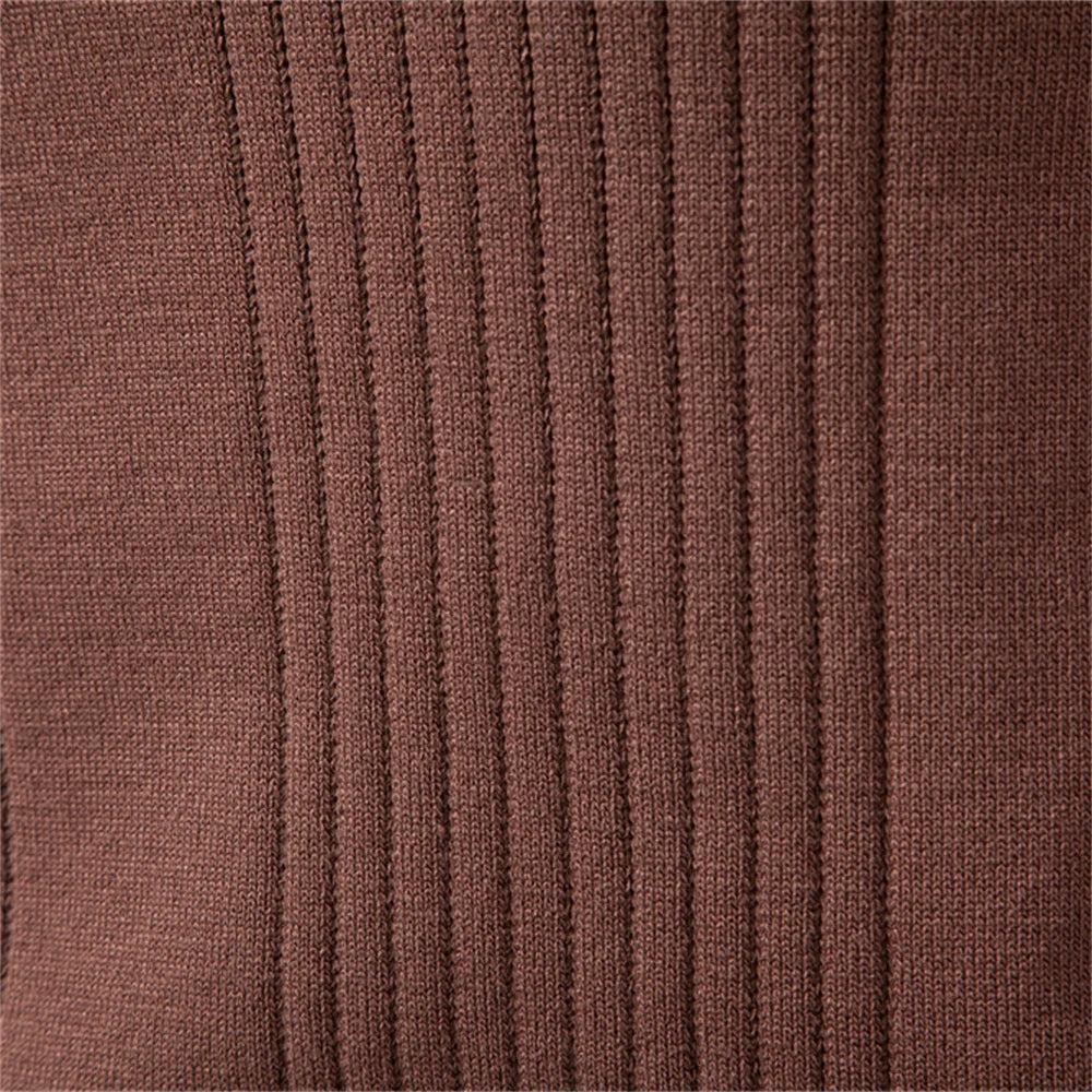 Men's Fine-Rib Long-Sleeve Polo, Contrast-Trim Collar Knit