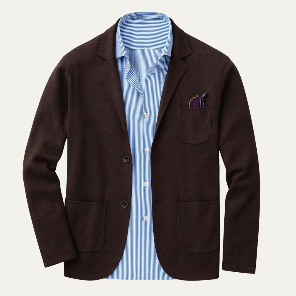 Men's Soft Knit Notch-Lapel Blazer, Unstructured Two-Button Jacket