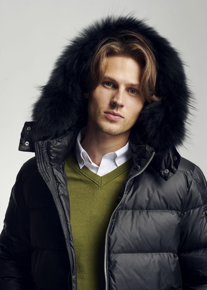 Men's Padded Hooded Puffer Jacket, Faux-Fur Trim Winter Coat