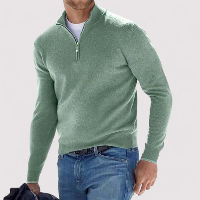 Men's Soft-Knit Quarter-Zip Sweater, Lightweight Stand Collar