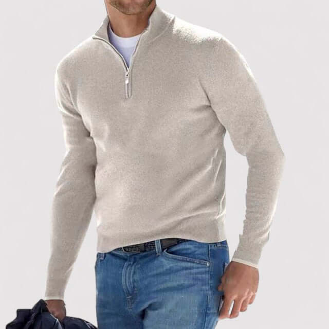 Men's Soft-Knit Quarter-Zip Sweater, Lightweight Stand Collar