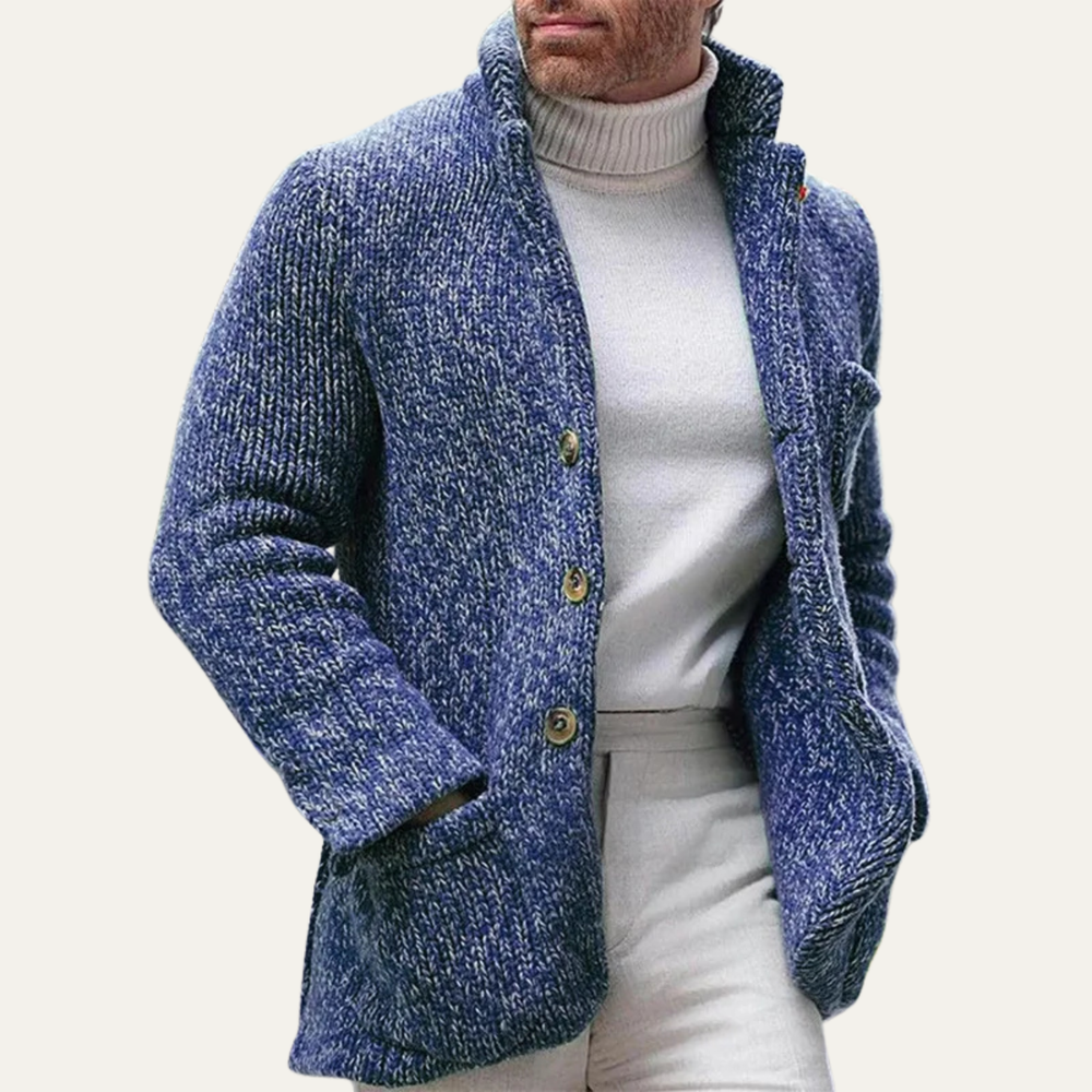 Men's Ribbed Cardigan Sweater, Seasonal Open-Front Knit