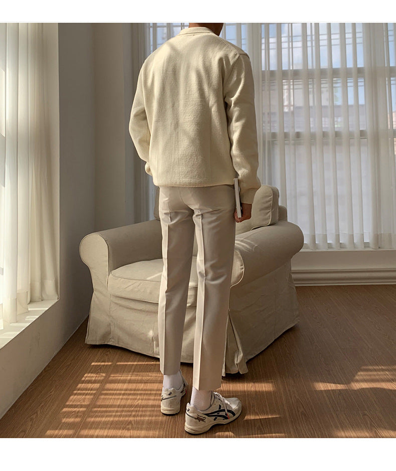 Men's Brushed-Knit Polo Sweater, Wide-Collar Relaxed Pullover
