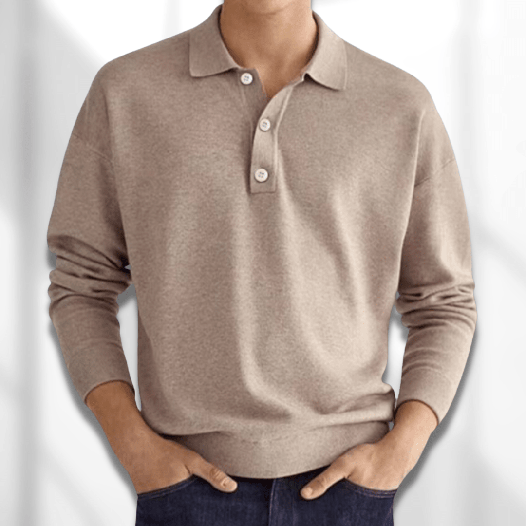 Men's Ribbed Polo Pullover, Cold-Weather Knit-Blend Sweater Top