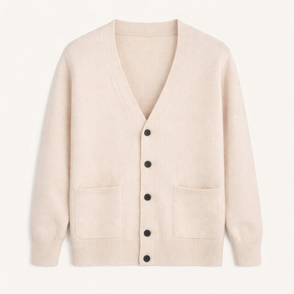 Men's Soft-Knit V-Neck Cardigan, Six-Button Patch-Pocket Sweater