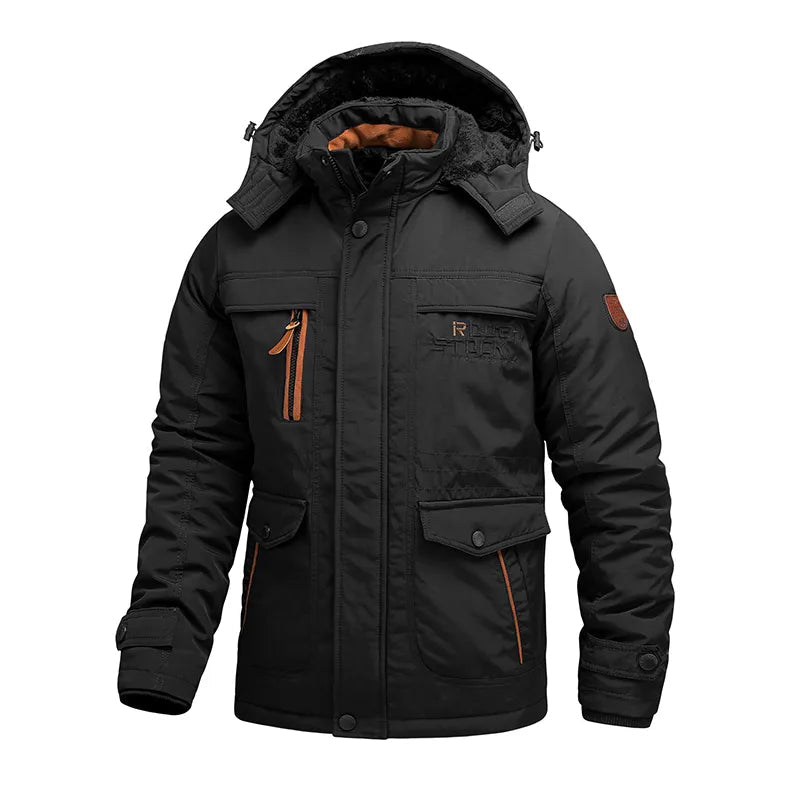 Men's Padded Fleece-Lined Parka, Detachable-Hood Winter Jacket