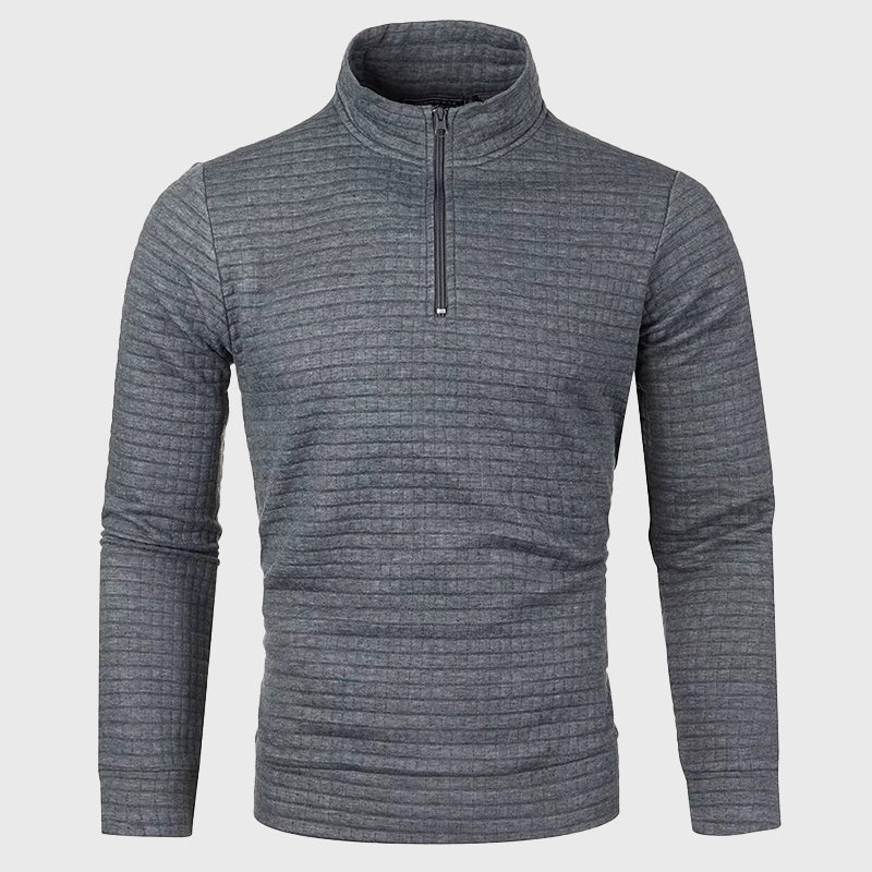 Men's Waffle-Textured Quarter-Zip Pullover, Slim-Fit Mock-Neck Knit
