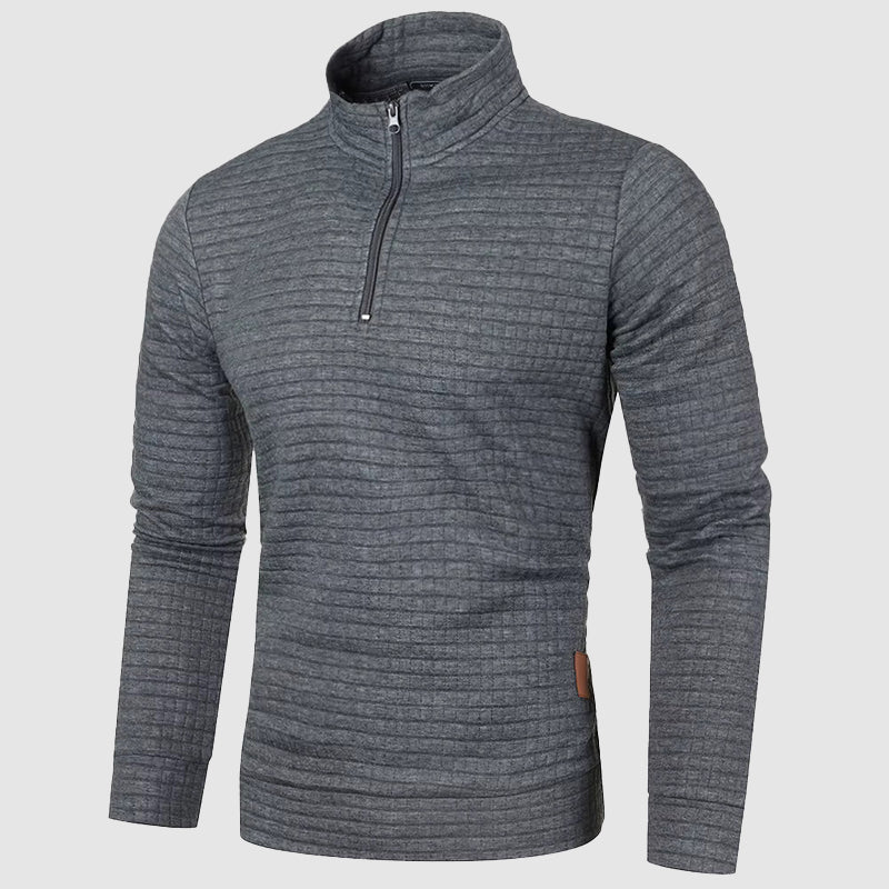 Men's Waffle-Textured Quarter-Zip Pullover, Slim-Fit Mock-Neck Knit