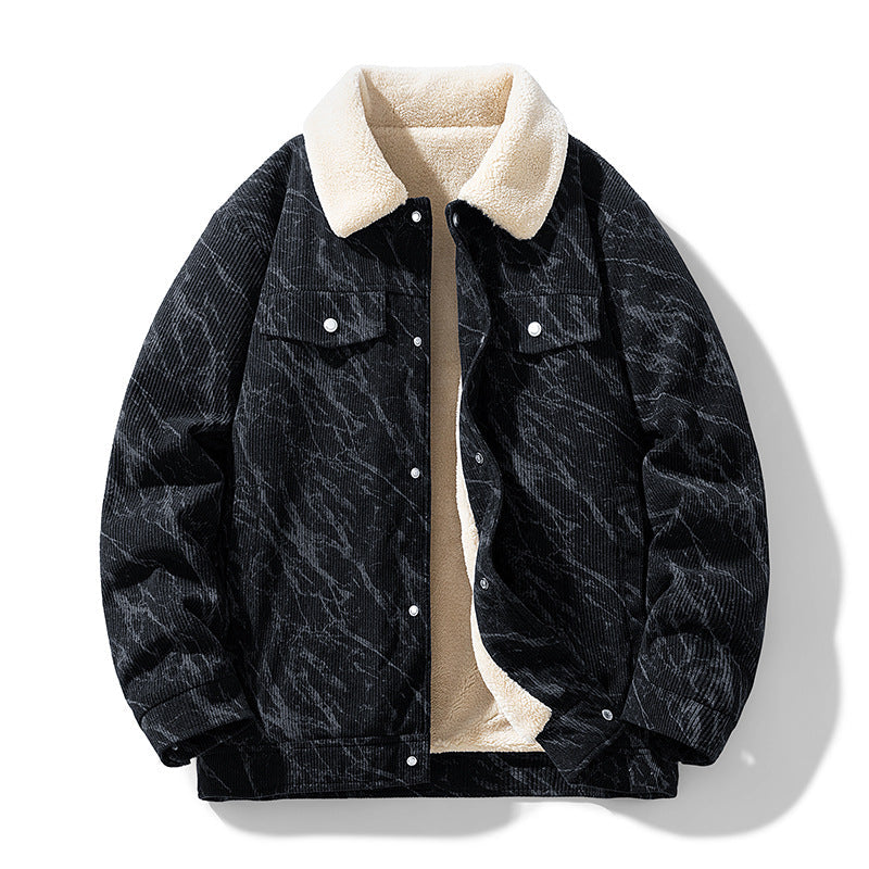 Men's Washed Corduroy Trucker Jacket, Sherpa-Lined Snap Front
