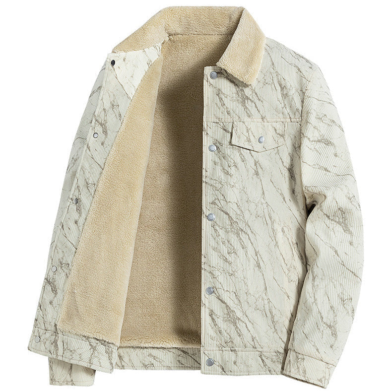 Men's Washed Corduroy Trucker Jacket, Sherpa-Lined Snap Front