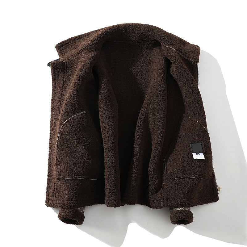 Men's Checked Sherpa Flight Jacket, Contrast-Piped Winter Coat