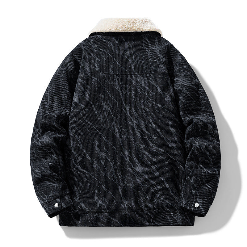 Men's Washed Corduroy Trucker Jacket, Sherpa-Lined Snap Front