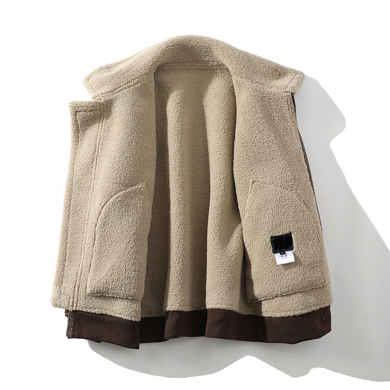 Men's Faux-Leather Aviator Jacket, Sherpa-Lined Zip Coat