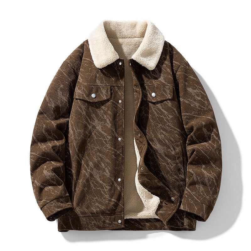 Men's Corduroy Button-Front Layering Jacket, Cold-Weather Sherpa Outerwear Shell