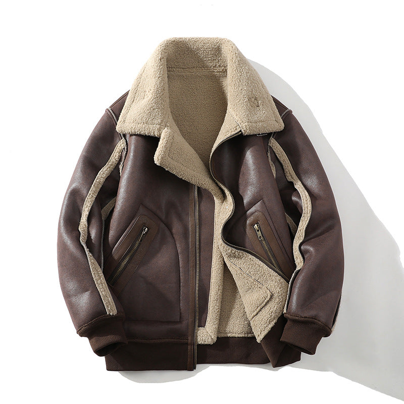 Men's Fleece Flight Jacket, Autumn Seasonal Coat