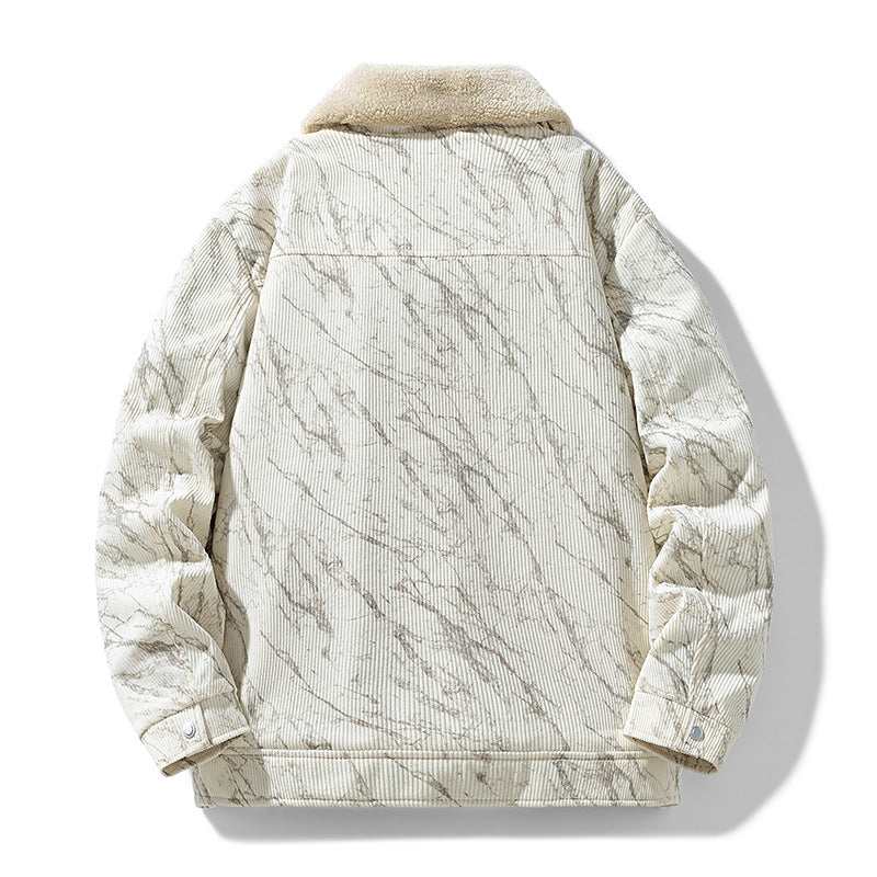 Men's Washed Corduroy Trucker Jacket, Sherpa-Lined Snap Front
