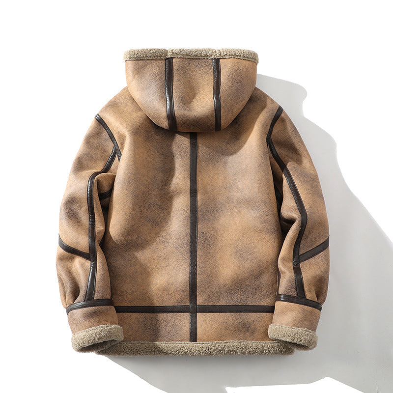 Men's Hooded Aviator Jacket, Faux-Shearling Lined Full Zip