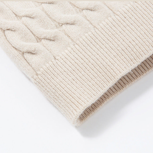 Men's Cable-Knit Full-Zip Cardigan, Stand-Collar Knit Jacket