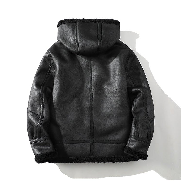 Men's Hooded Aviator Jacket, Faux-Shearling Lined Full Zip