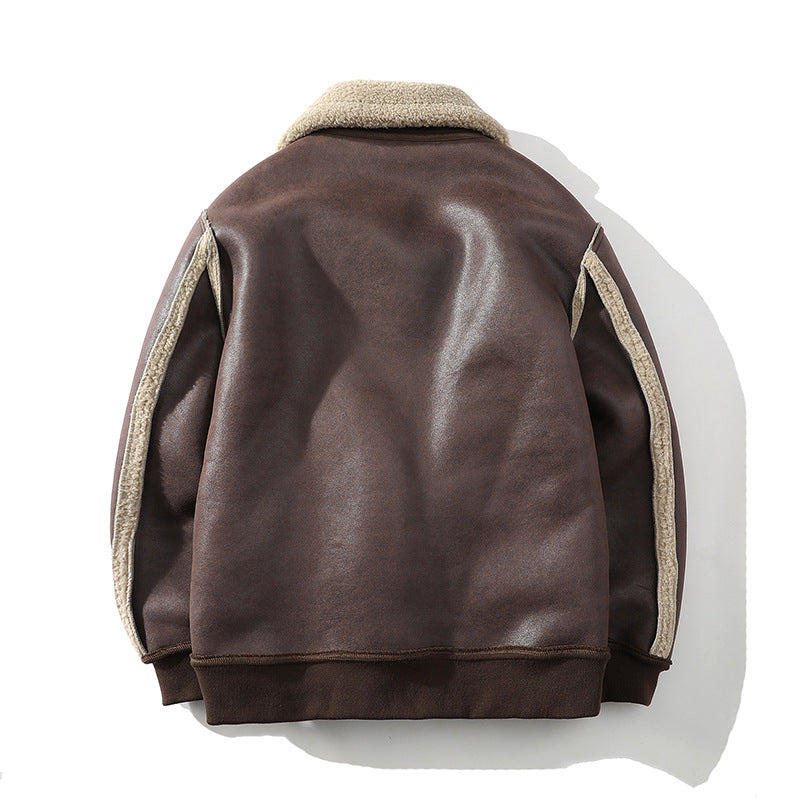 Men's Faux-Leather Aviator Jacket, Sherpa-Lined Zip Coat