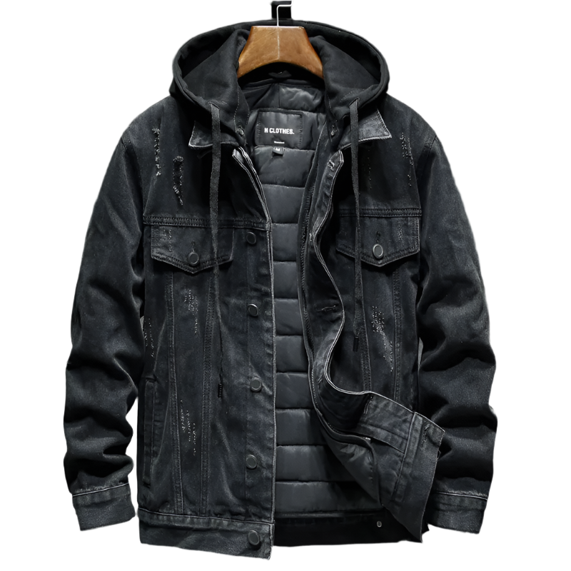 Men's Denim Button-Front Outerwear Jacket, All-Season Cotton Utility Coat