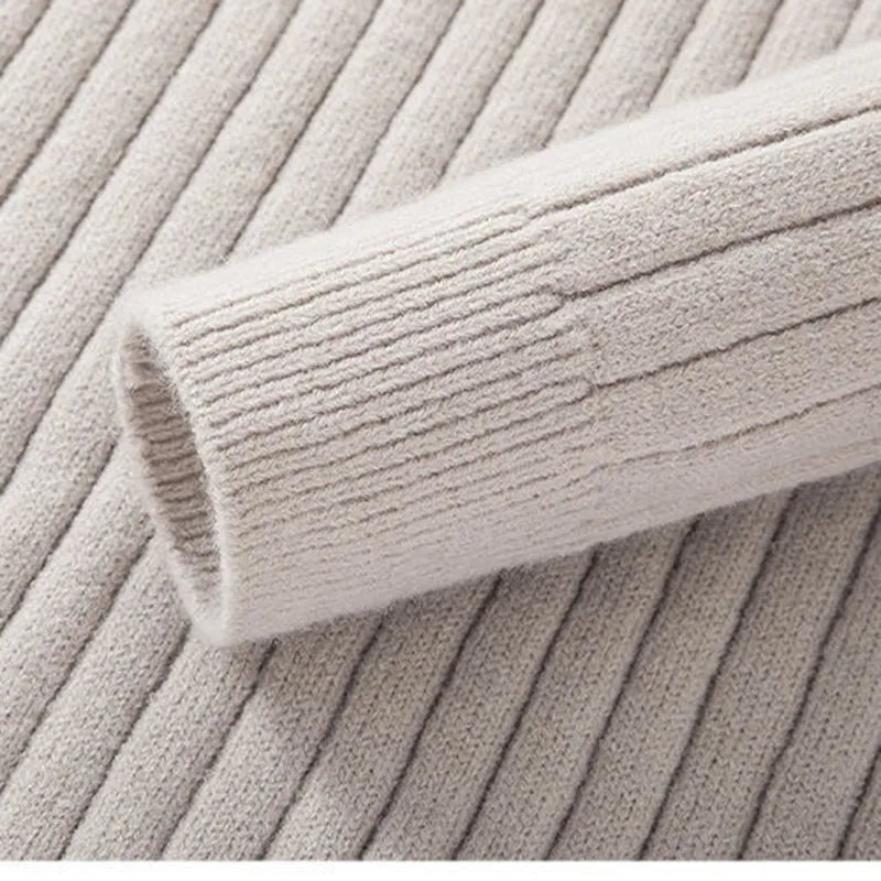 Men's Ribbed Quarter-Zip Pullover, Slim Stand-Collar Knit