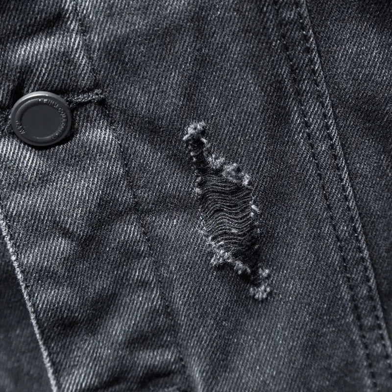 Men's Hooded Denim Trucker Jacket, Quilt-Lined Distressed Coat