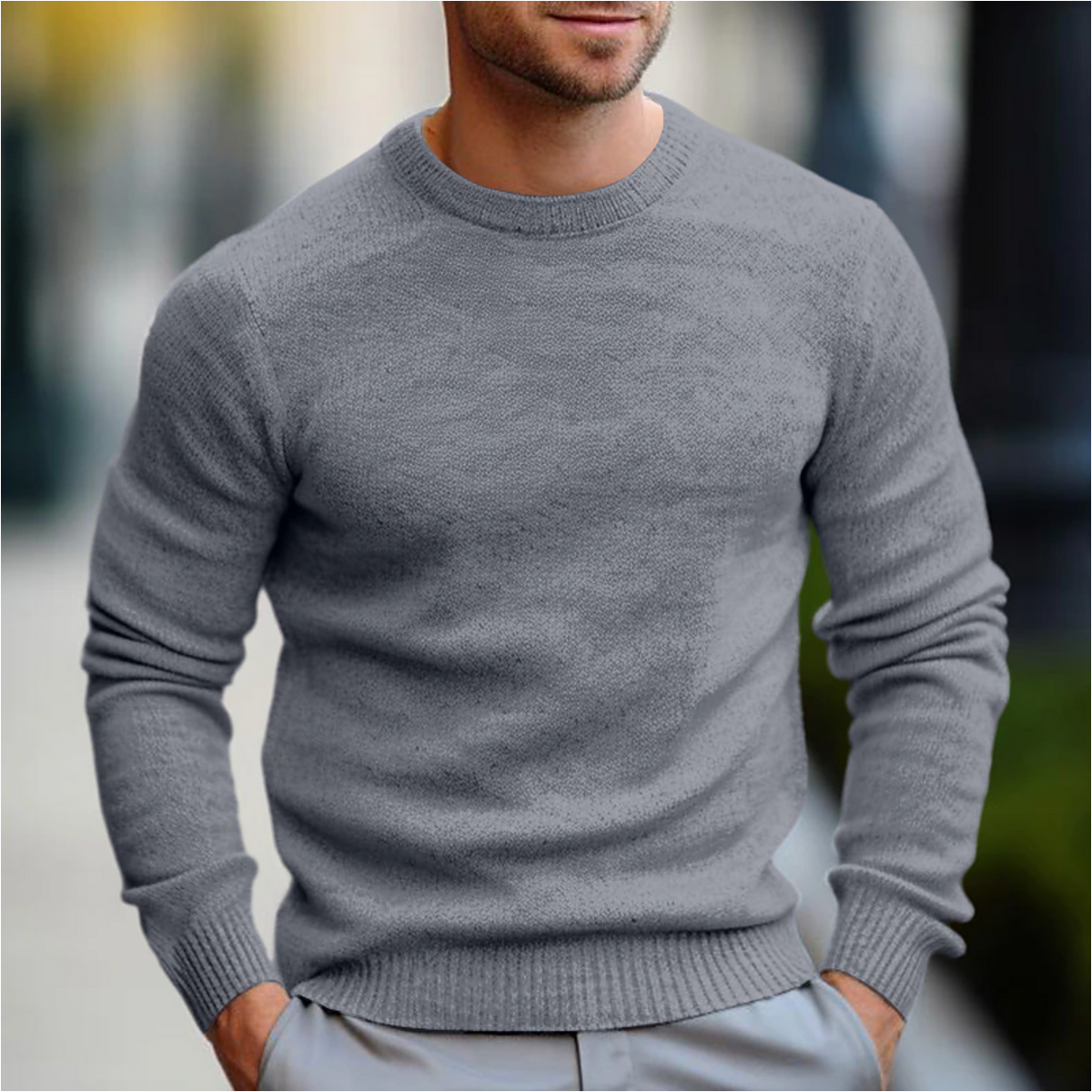 Men's Ribbed Crewneck Sweater Top, Everyday Knit Pullover