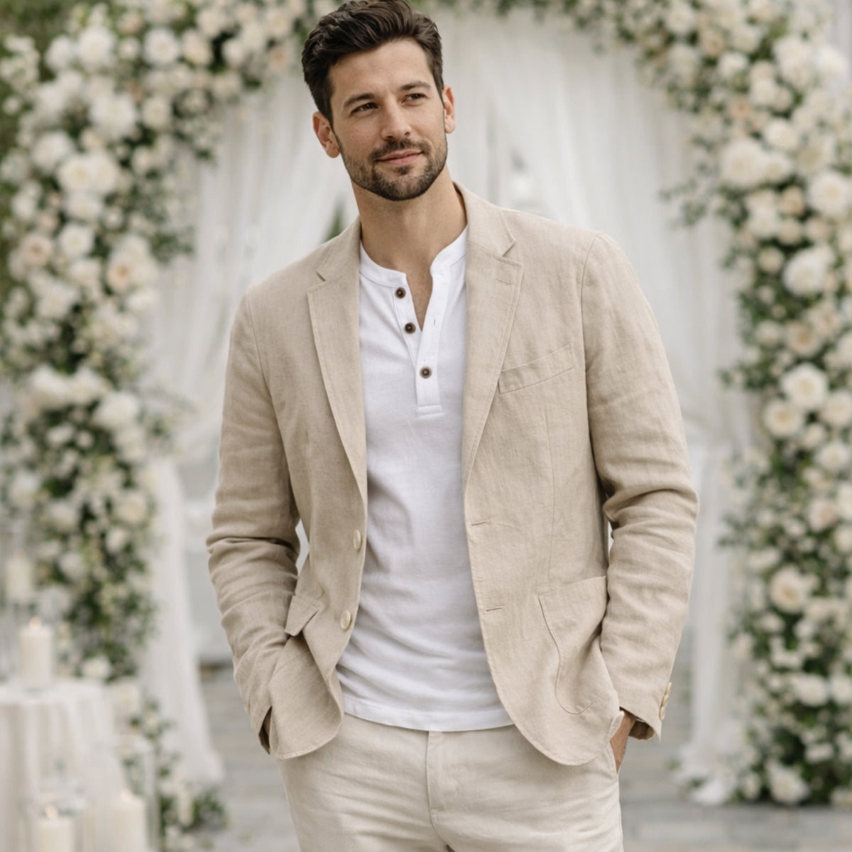 Men's Cotton Notch-Lapel Tailored Blazer, Smart-Casual Woven Sports Coat