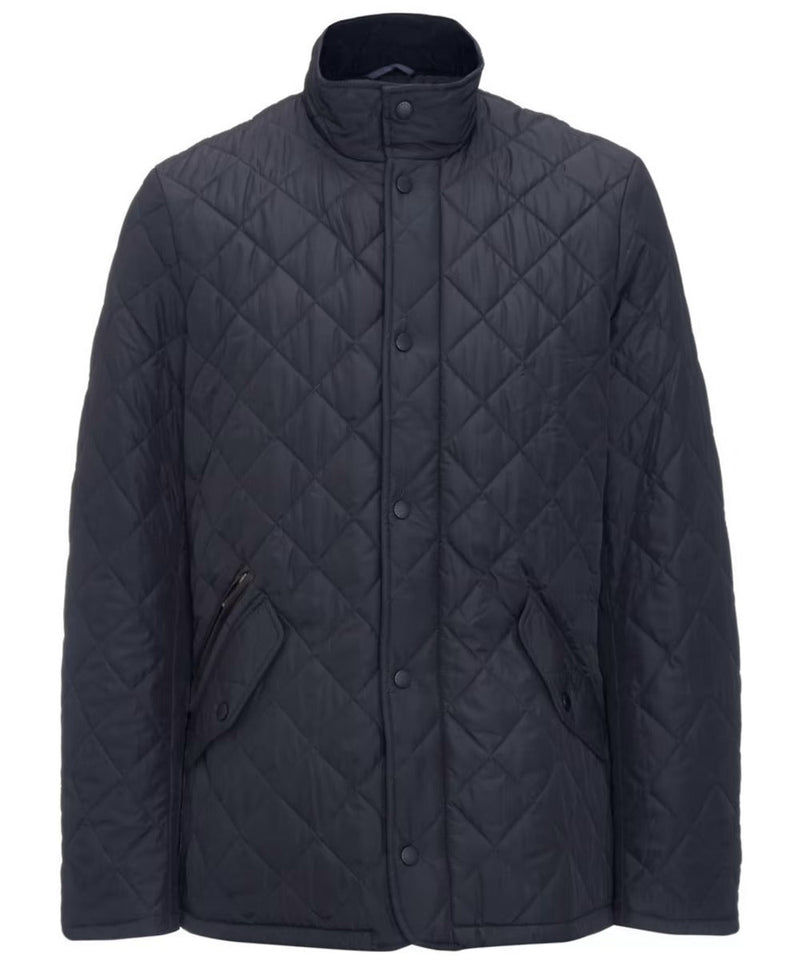 Men's Diamond-Quilted Jacket, Stand Collar and Zip Side Pockets
