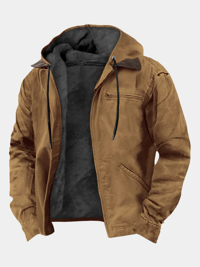 Men's Woven Hooded Layering Jacket, Transitional Zip Overcoat