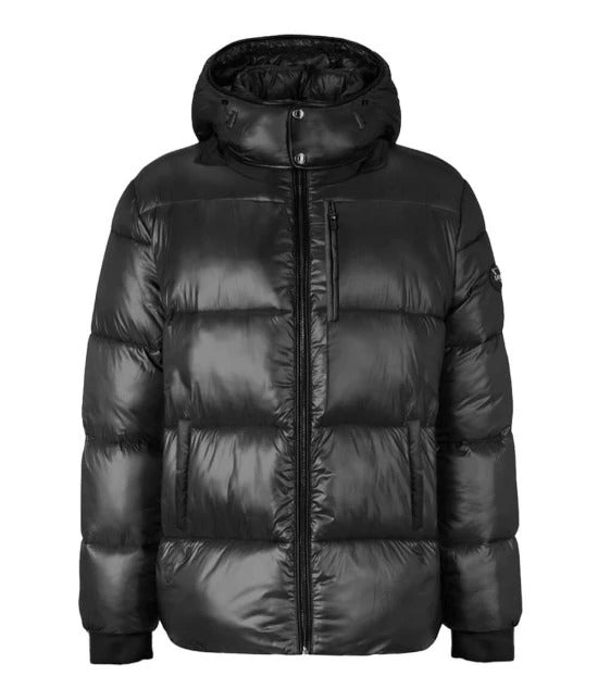 Men's Baffle Puffer Jacket, Detachable Plush-Lined Hood