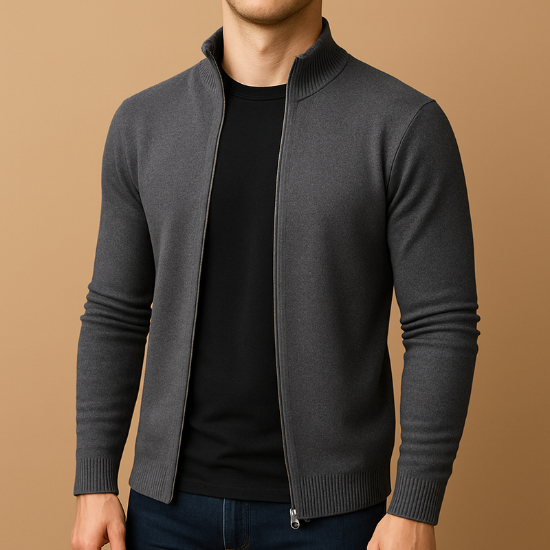Men's Ribbed Button-Front Cardigan Layer, Transitional Layering Knit