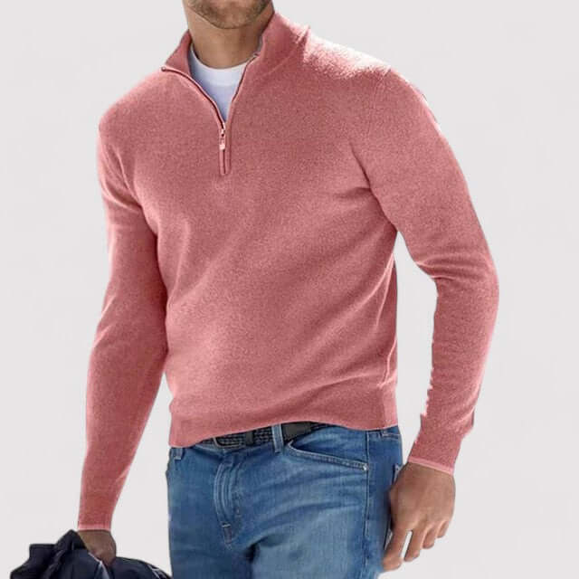 Men's Soft-Knit Quarter-Zip Sweater, Lightweight Stand Collar
