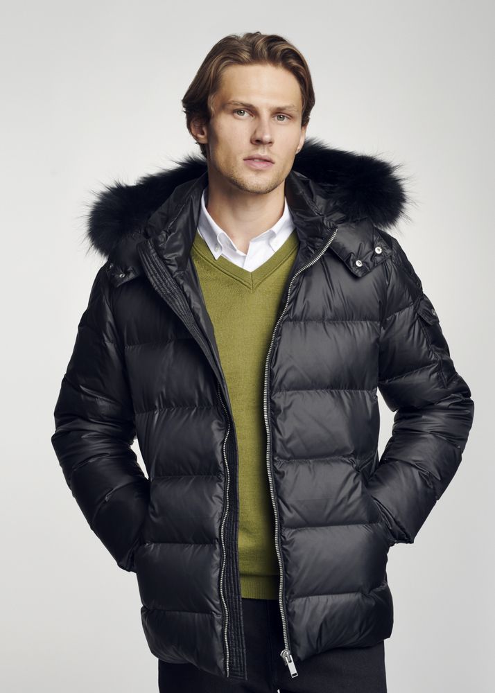 Men's Faux-Fur Insulated Layering Jacket, Cold-Weather Hooded Seasonal Coat
