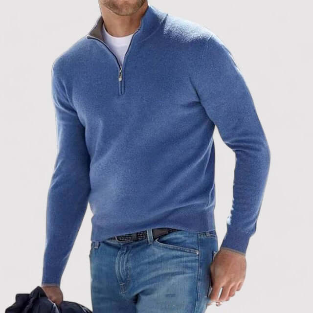 Men's Soft-Knit Quarter-Zip Sweater, Lightweight Stand Collar