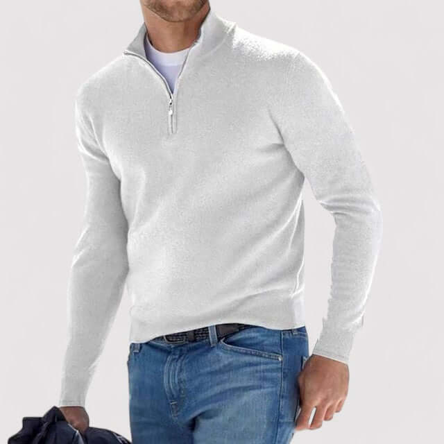 Men's Soft-Knit Quarter-Zip Sweater, Lightweight Stand Collar