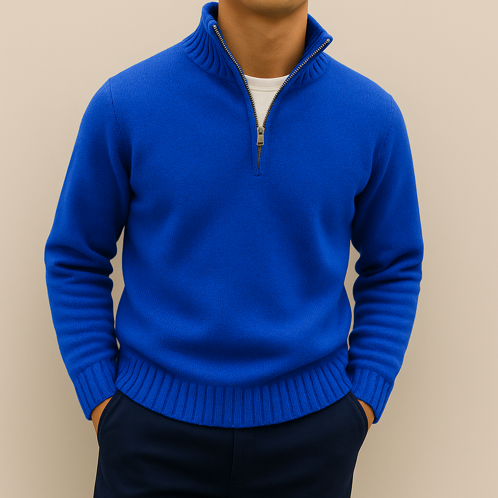 Men's Smooth-Knit Quarter-Zip Sweater, Tall Funnel Collar