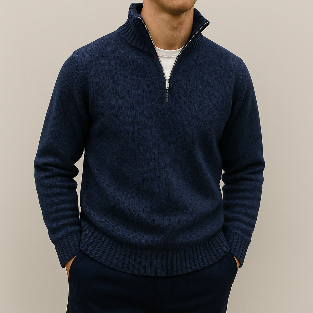 Men's Smooth-Knit Quarter-Zip Sweater, Tall Funnel Collar