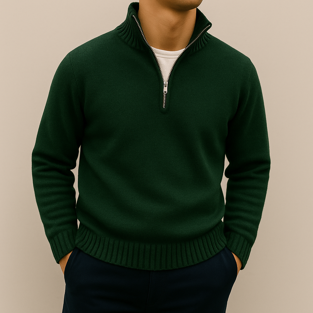 Men's Smooth-Knit Quarter-Zip Sweater, Tall Funnel Collar