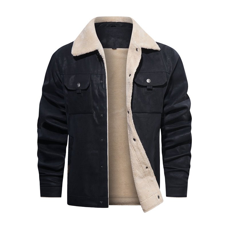Men's Sherpa Zip-Up Shell Jacket, Winter Woven Utility Coat