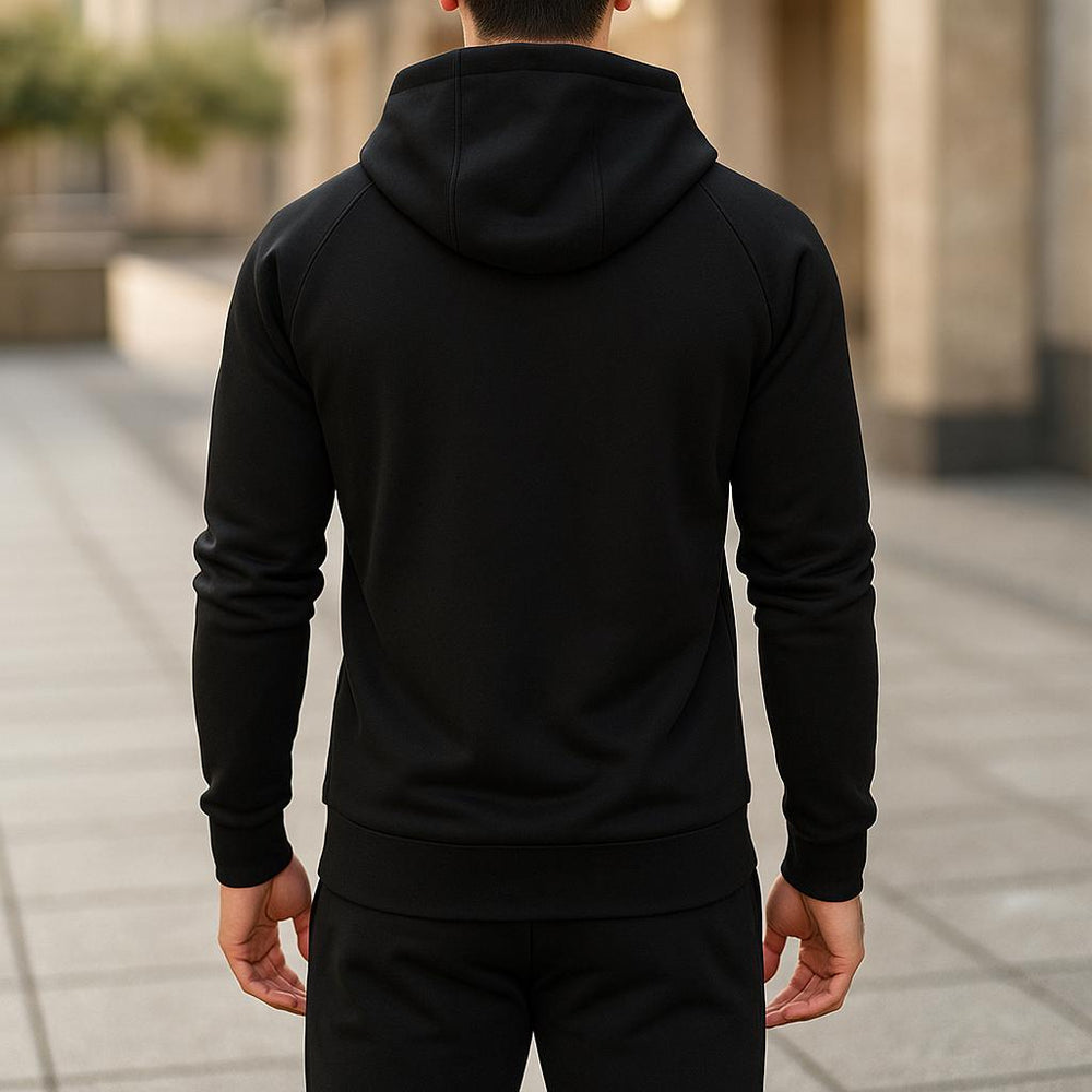 Men's Brushed Fleece Crossover Hoodie, Concealed Zip Sweatshirt